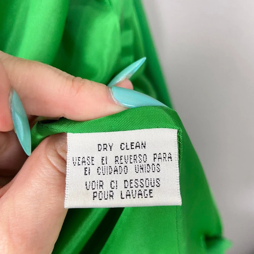 Vintage 80s Apart Skirt Suit Sz 16 Green Silk Power Bold Maximalist Matching Set